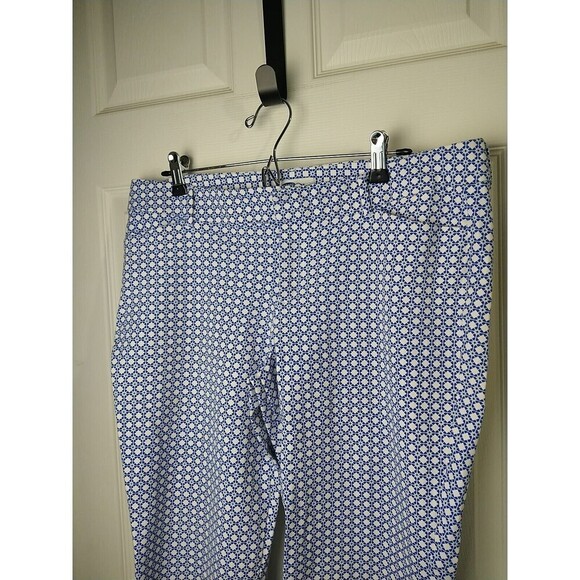 $ Old Navy Diva Blue White Diamond Flat Pocket Cropped Capri Button Pants Size14 - Picture 5 of 13